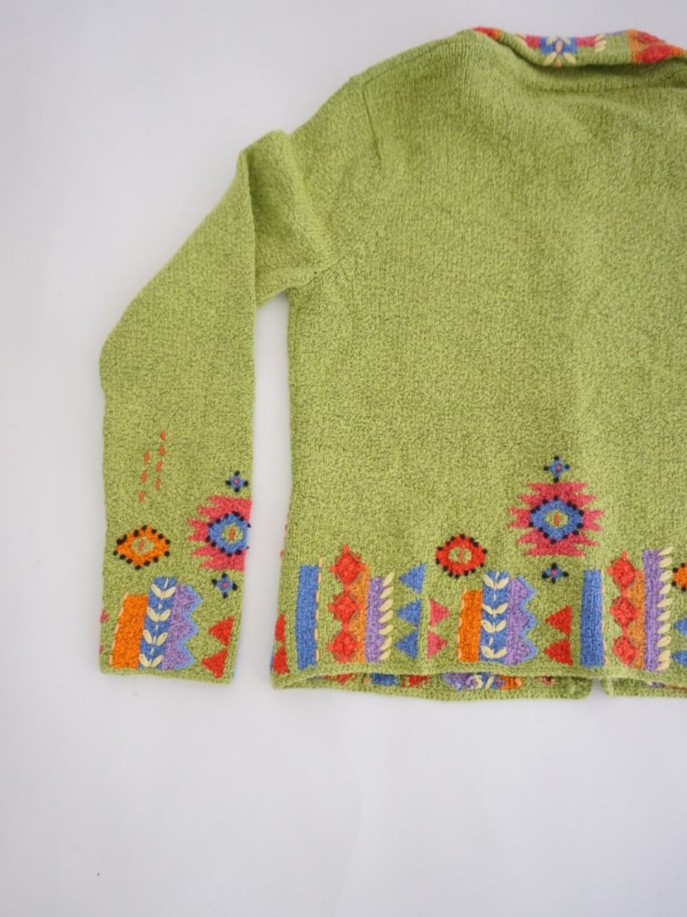 Vintage NorthStyle Green Southwestern Embroidered Button Cotton Blend Cardigan S - Picture 10 of 11